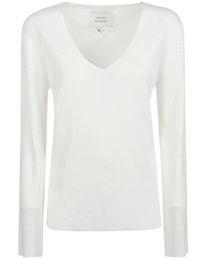 Loulou de Saison Saya V-Ausschnitt Pullover - Weiß