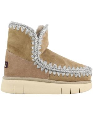 Mou Schoenen ,Bruin ,Leer Casual Camel Leren Enkellaars - Naturel