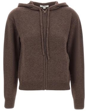 Sporty & Rich Isac Logo Cashmere Zip Hoodie - Bruin