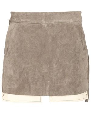 Rick Owens Taglianebbia Leren Minirok - Naturel