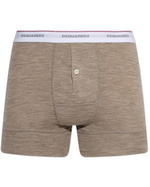 DSquared² Ondergoed ,Bruin ,Wol Wool Boxers Met Logo - Grijs