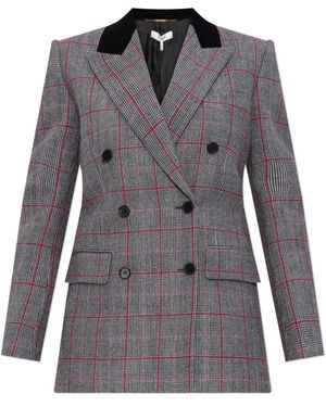 Chloé Doppelreihiger Blazer Mit Karomuster - Grau