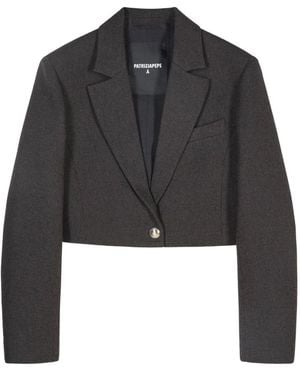 Patrizia Pepe Jassen ,Bruin ,Katoen Gestructureerde Bouclé Cropped Blazer - Zwart