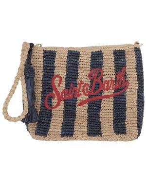 MC2 Saint Barth Tassen ,Veelkleurig ,Rieten Clutch Met Logo - Blauw