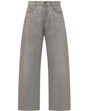 Palm Angels Curved Logo Loose Denim Pants - Grau