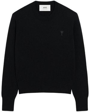 Ami Paris Merinos Rundhals-Pullover - Schwarz