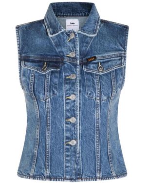 Lois Panelled Sleeveless Denim Shirt - Blauw