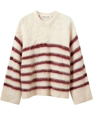 Designers Remix Verona Geborstelde Streep Trui - Bruin