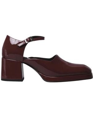 Miista Burgunder Court Flache Schuhe - Braun