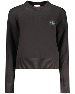 Calvin Klein Truien & Vesten ,Zwart ,Katoen Klassieke Katoenen Gebreide Trui