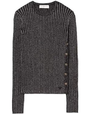 Tory Burch Graue Damenstrickbluse - Schwarz