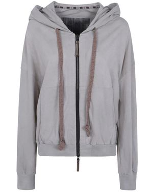 Ziggy Chen Cropped Full Zip Hoodie - Grijs