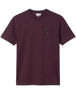 Lacoste Gesticktes Rundhals-T-Shirt - Lila