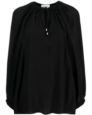 PHAEONIA Overhemden ,Zwart ,Zwarte Zijden Zelfstrik Blouse