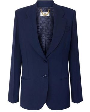 Elisabetta Franchi Flowing Gabardine Jacket - Blauw