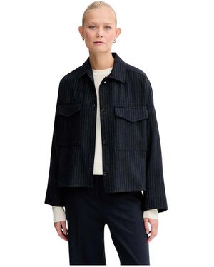 Sessun Jassen ,Blauw ,Wol Wool-Blend Patroon Overhemd