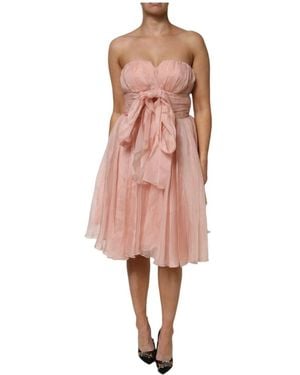 Dolce & Gabbana Roze Zijden Chiffon A-Lijn Midi-Jurk