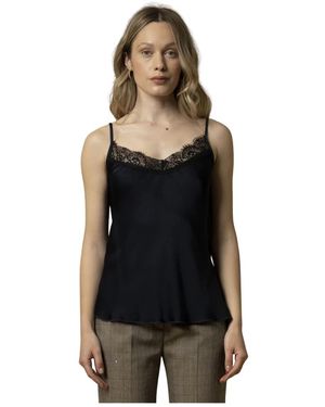 Kocca Kanten Hemdje Met Dunne Bandjes - Zwart