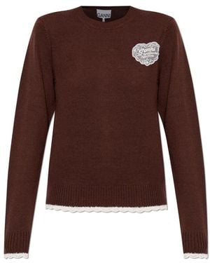 Ganni Round-Neck Knitwear - Marron