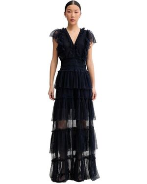 Munthe Kleedjes ,Blauw ,Polyester Noriz Maxi Jurk - Zwart