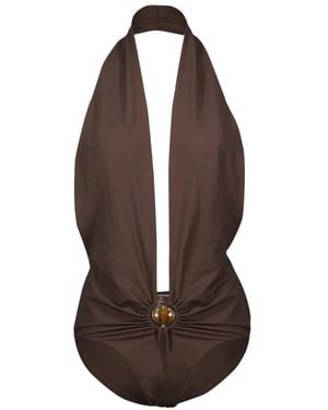 Christopher Esber Badmode ,Bruin ,Mineral Stone One-Piece