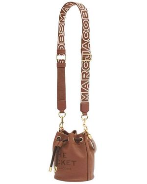 Marc Jacobs Tassen ,Bruin ,Polyester The Thin Outline Logo Webbing Strap