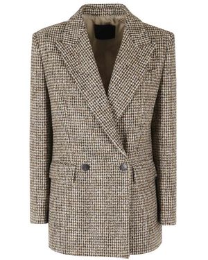 Dondup Regular Fit Houndstooth Bouclé Peacoat - Bruin