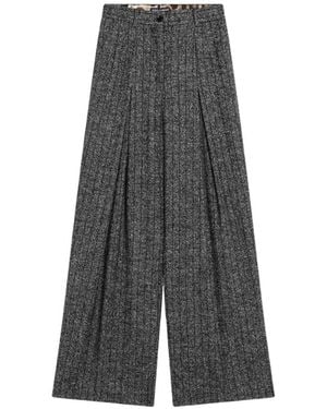 Dolce & Gabbana Striped Wide-Leg Wool-Blend Trousers - Grey