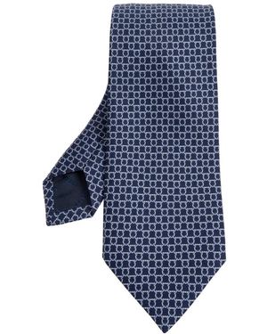 Ferragamo Carato Zijden Stropdas - Blauw