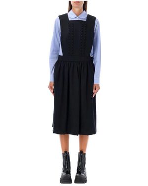 Comme des Garçons Schwarzes midi-kleid mit quadratischem ausschnitt - Blau