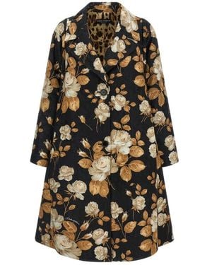 Dolce & Gabbana Vintage Rosenmuster-Einreiher-Mantel - Schwarz