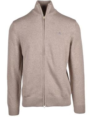 GANT Strickjacke Mit Reißverschluss - Braun