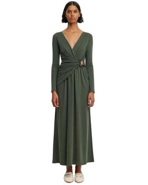 Acler Tiefe Midi Kleid - Grün