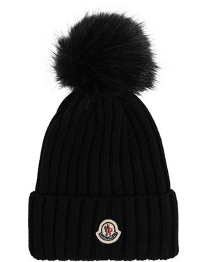 Moncler Accessoires ,Zwart ,Wol Wool Beanie