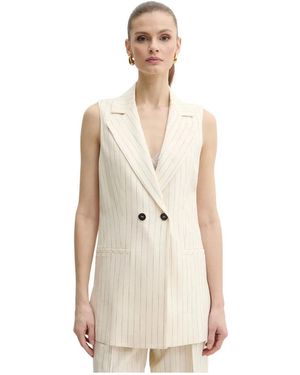 SIMONA CORSELLINI Jassen ,Leer Gilet Met Dubbele Rij Knopen - Naturel