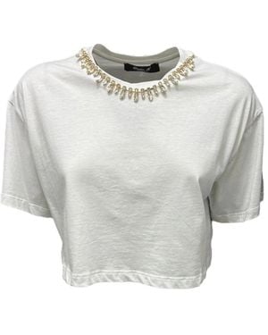 Giulia N Couture Tops ,Wit ,Witte Korte Mouwen T-Shirt Ge 23208 - Grijs