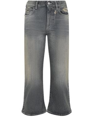 Balenciaga Laced Flared Capri Jeans - Grijs