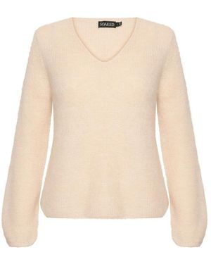 Soaked In Luxury V-Neck Knitwear - Natural