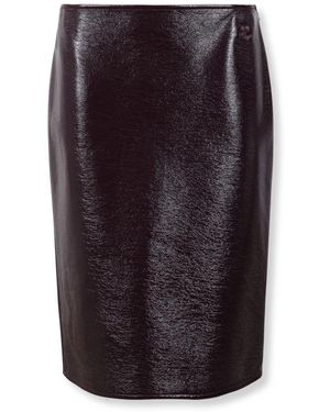 Courreges Vinyl Midi-Rock Mit Logo-Patch - Lila