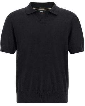 HUGO H-Lantoni Gebreide Poloshirt - Zwart