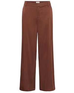 Cream Wide Trousers - Marrone