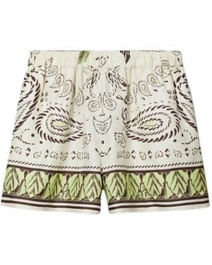 Tory Burch Seiden-Camp-Shorts - Natur