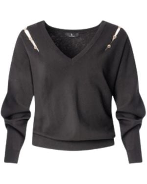Fracomina V-Neck Knitwear - Black