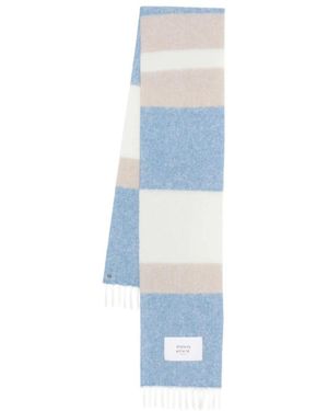 Maison Kitsuné Gestreifter Alpaka Kaschmirschal - Blau