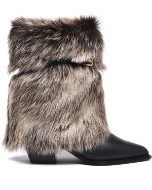 Baldinini Schoenen ,Zwart ,Leer Laars Van Schapenvacht En Leer - Bruin