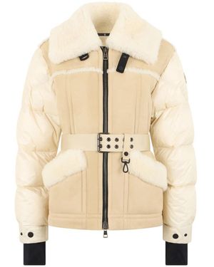 Moncler Alvernia Puffer Jacket Shearling Belt - Natural