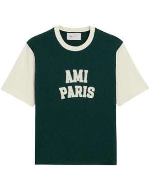Ami Paris Tops ,Groen ,Katoen Contrasterend Katoenen T-Shirt