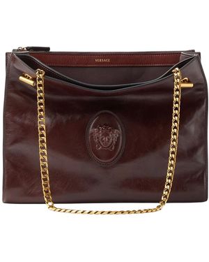 Versace Tassen ,Bruin ,Leer Vivian Leather Schoudertas