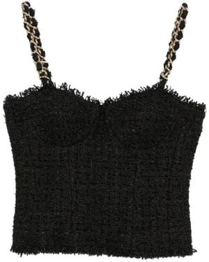 Balmain Tops ,Zwart ,Tweed Tweed Top Met Kettingbandjes
