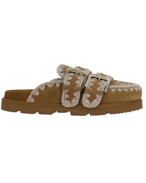Mou Suede Leder Sabot-Sandalen - Natur